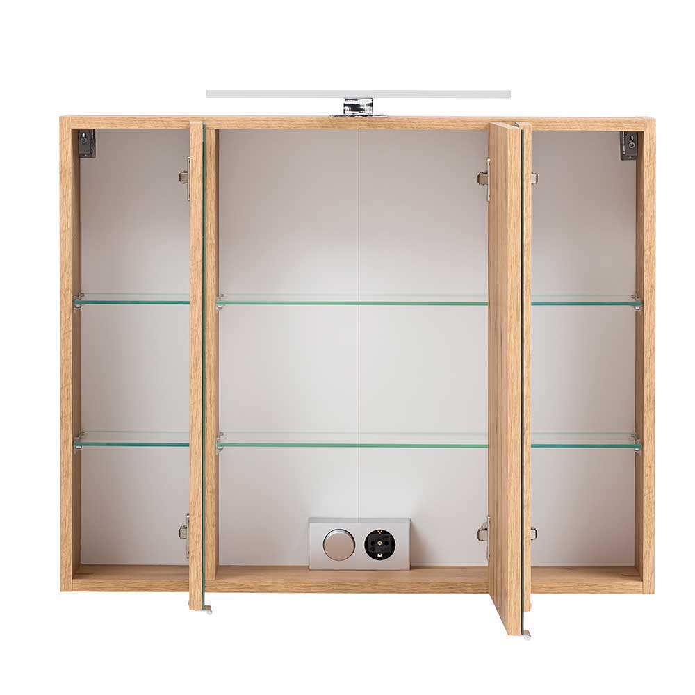 Komplett Badezimmer Set Ruliand in Grau und Wildeiche 120 cm breit (dreiteilig)