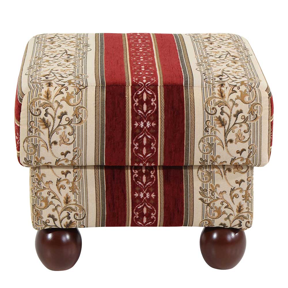 Hocker zum Sessel Curtus in Rot - Beige gestreift 54 cm breit