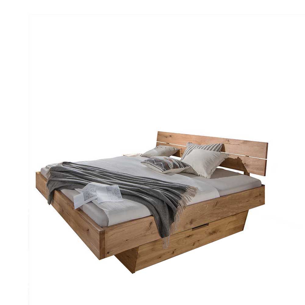 Massivholzbettgestell Frastiva mit Bettkasten aus Wildeiche