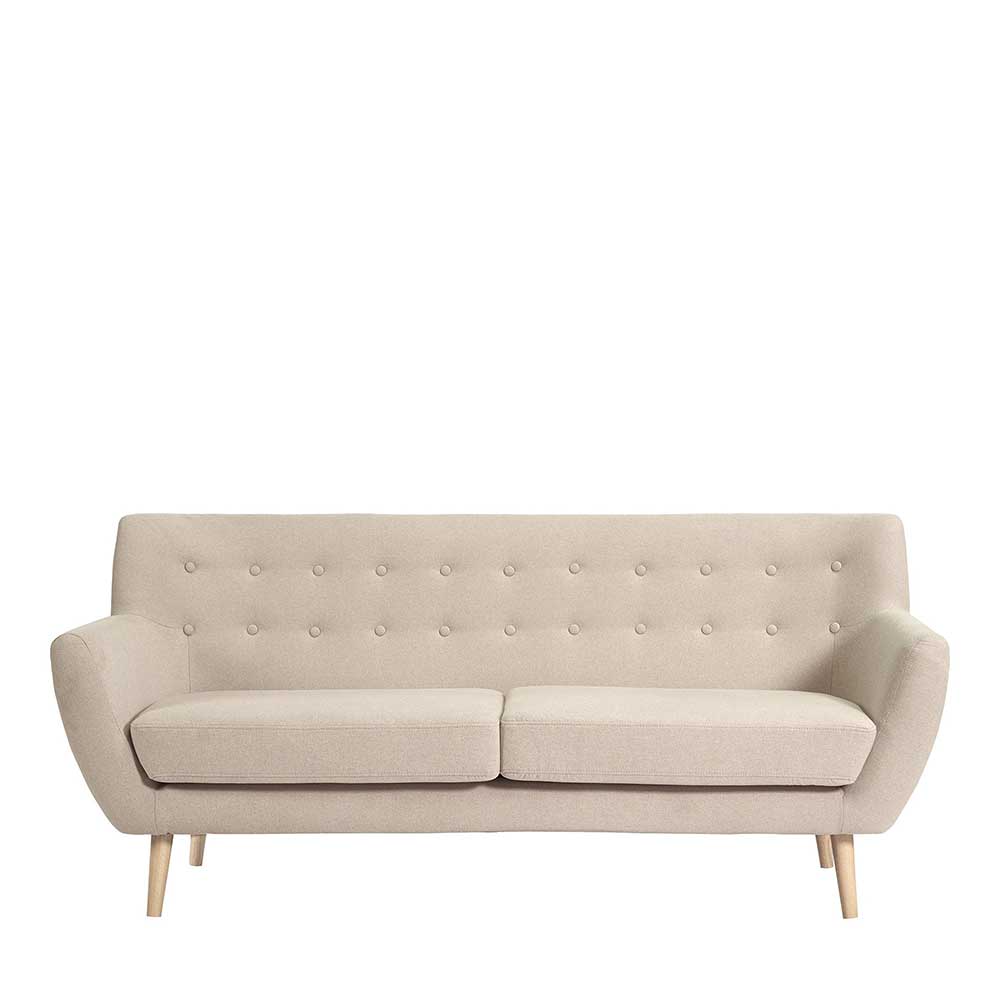 Sofa Dreamin in Beige mit Vierfußgestell aus Holz