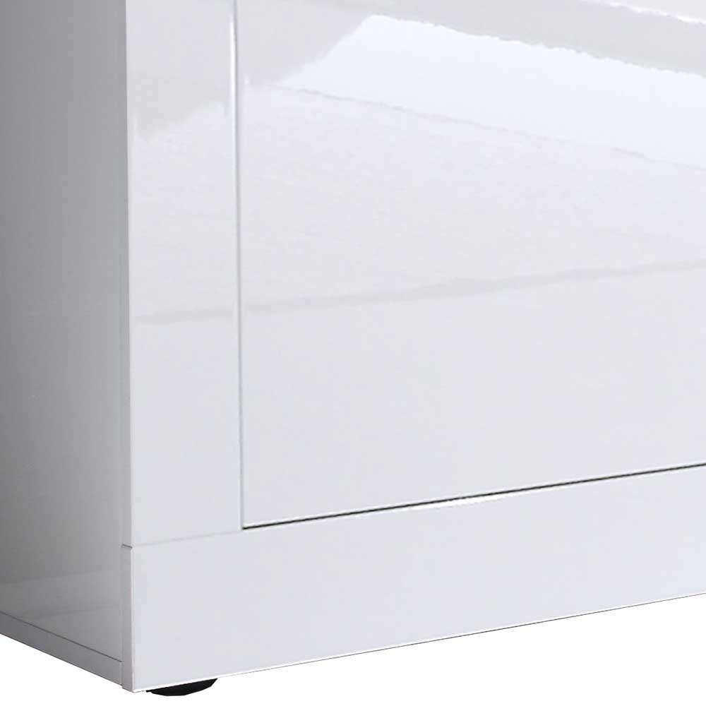 Fernseh Weiß Lowboard und mit Schubladen lackiert Türen zwei in Hochglanz Deconda