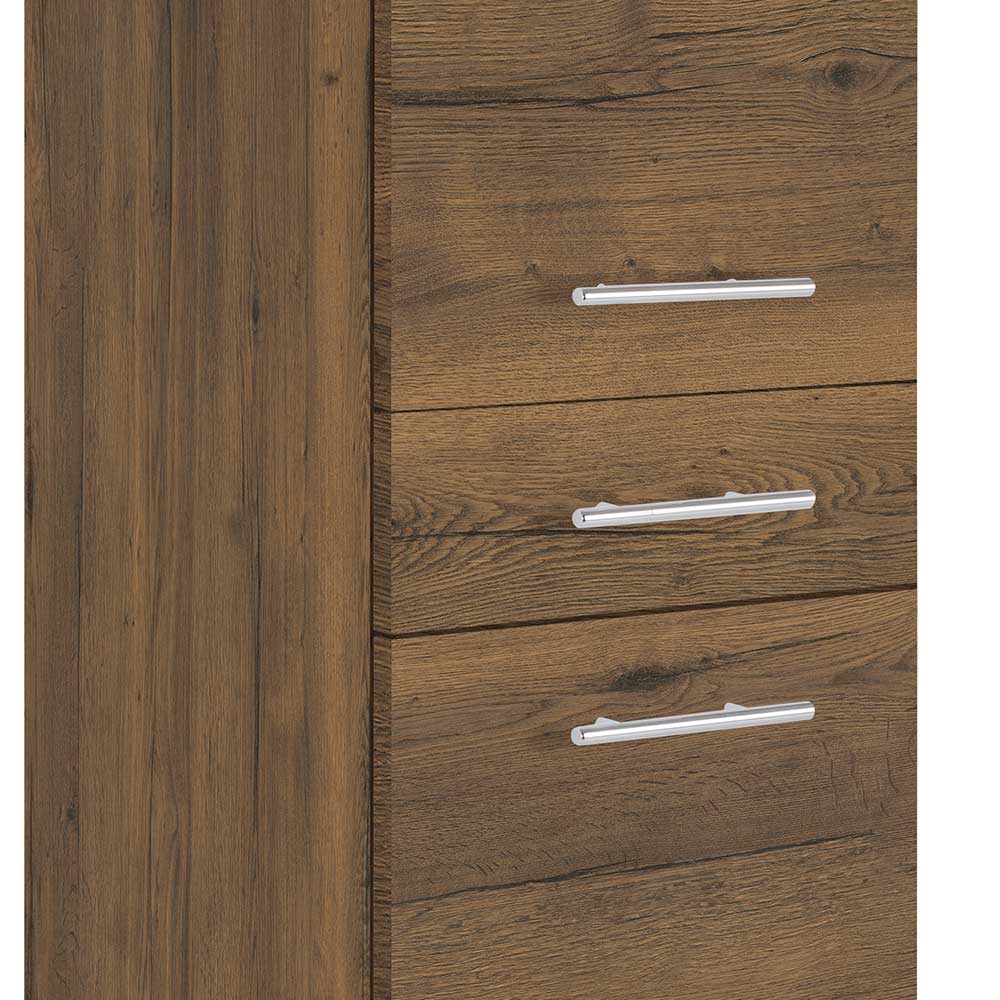 Hoher Badschrank Systrem in Eiche dunkel mit Soft Close