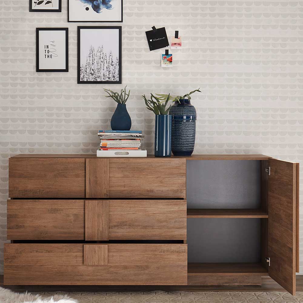 Esszimmersideboard Sabassa in Holzoptik Naturfarben 90 cm hoch