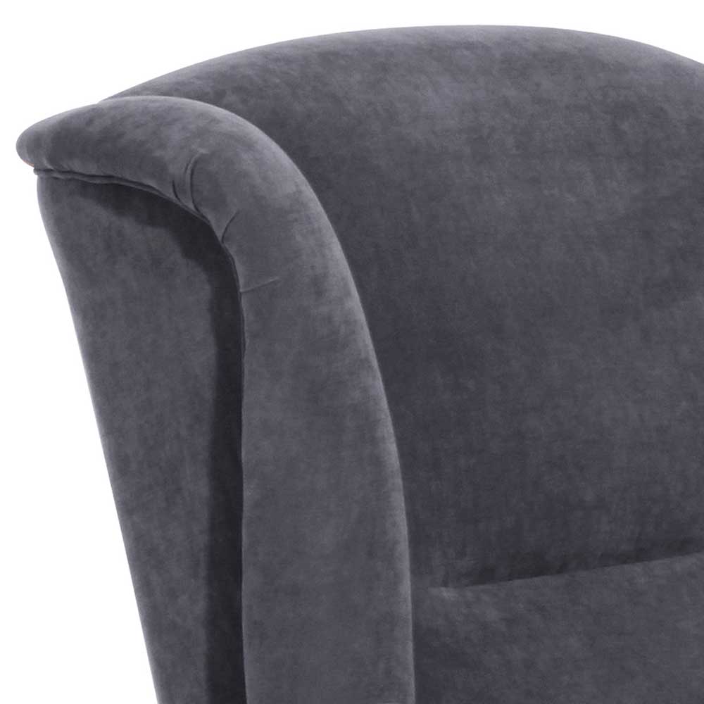 Sessel optional mit Hocker Ricana in Anthrazit aus Velour