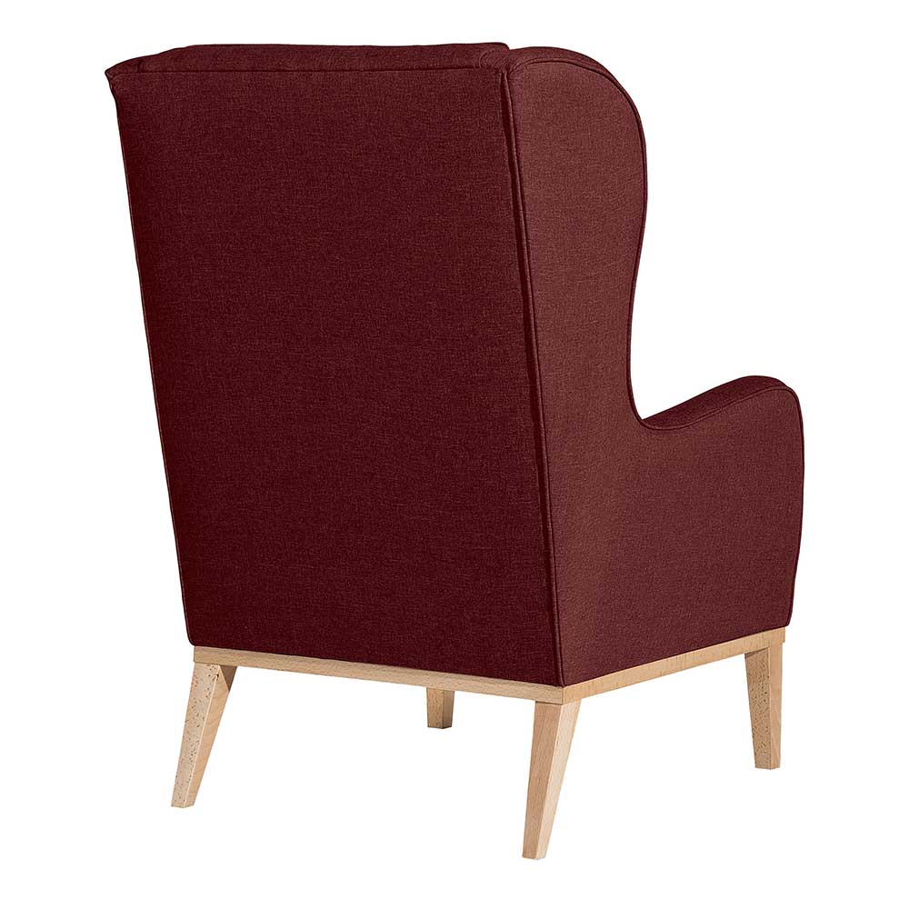 Roter Kaminsessel Calura in modernem Design auch mit Hocker bestellbar