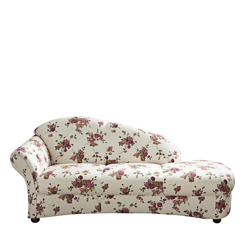 Landhausstil Recamiere Manitoba mit Blumen Motiv in Beige - Bunt