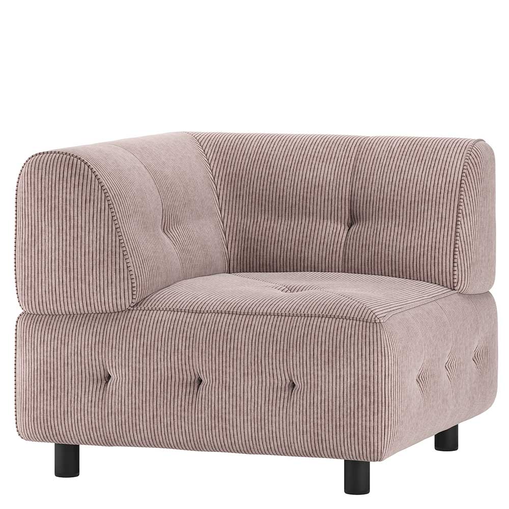 Eckelement Sofa Cord Mauritius in Mauve 90 cm breit