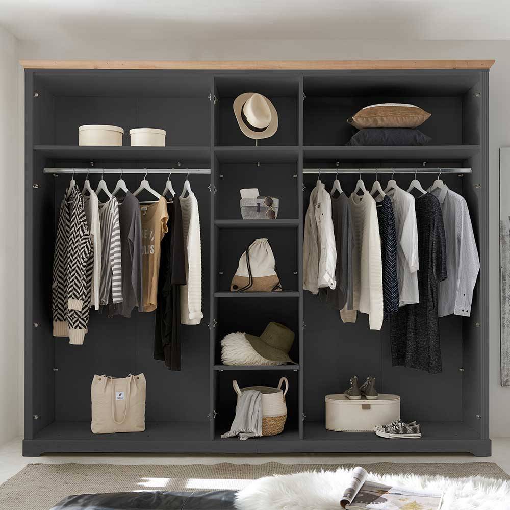 Schlafzimmerkleiderschrank Trujano mit Spiegeln im Landhausstil