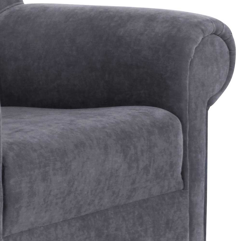 Sessel optional mit Hocker Ricana in Anthrazit aus Velour