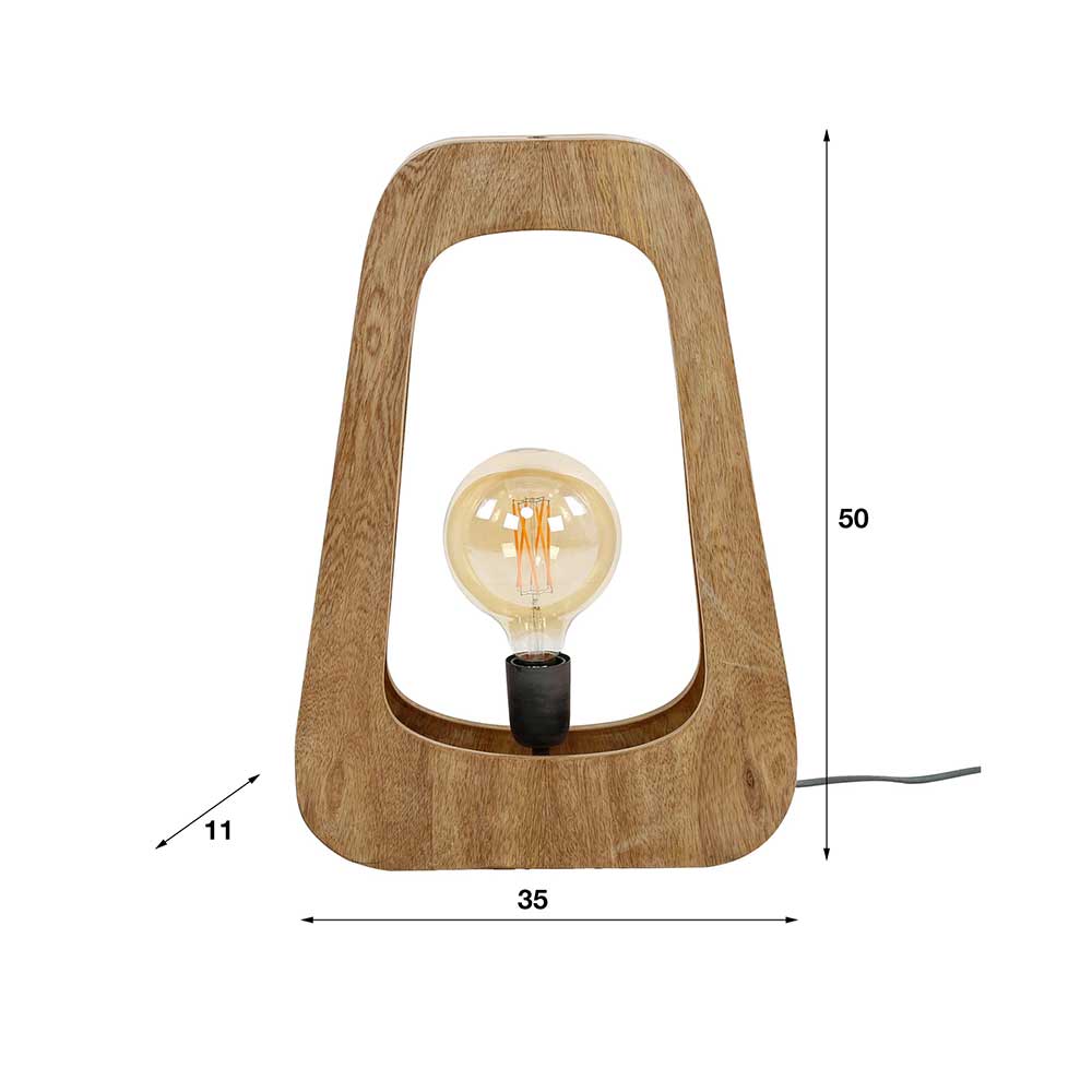 Tischleuchte Perla aus Mangobaum Massivholz in modernem Design