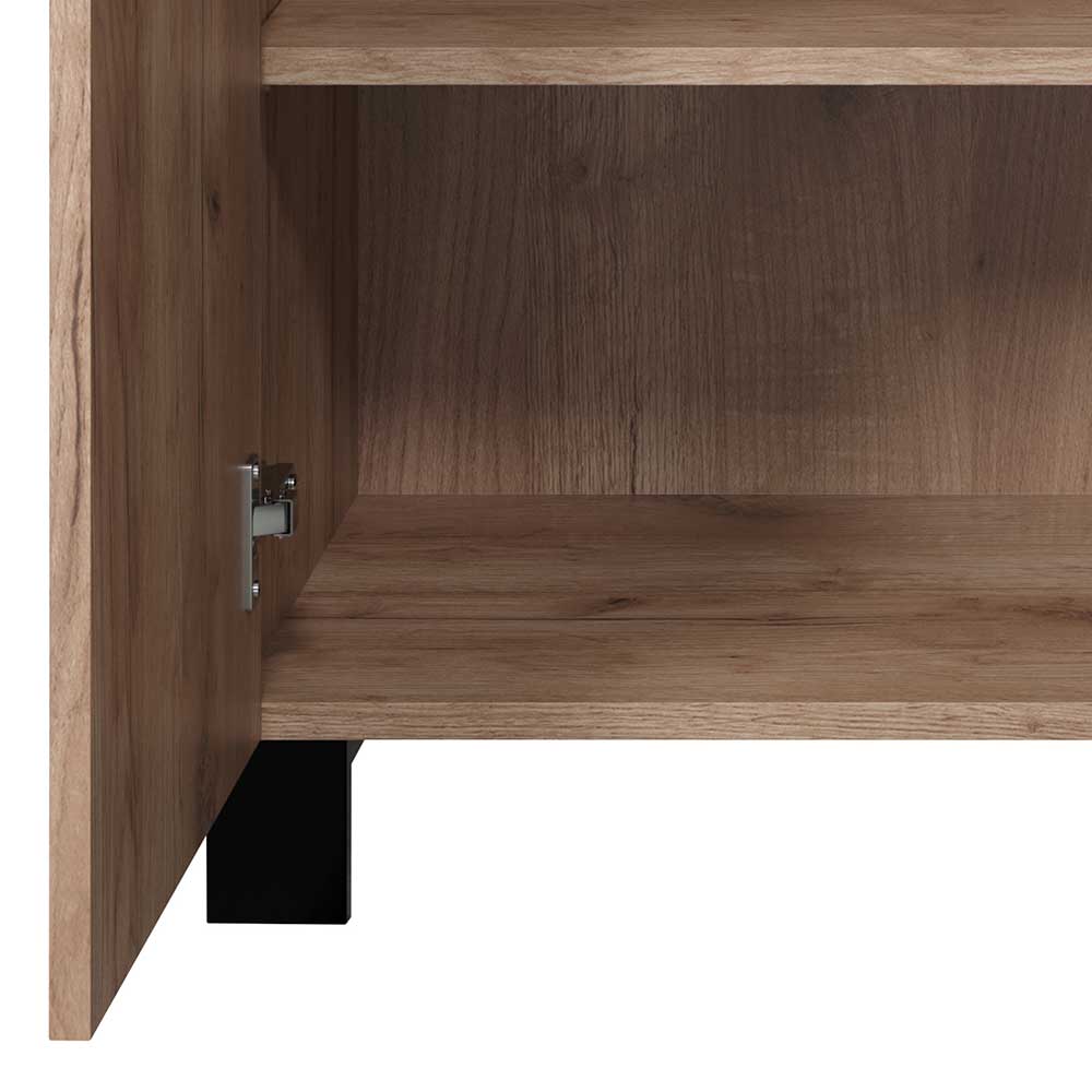 Highboard Acadonia in Eiche dunkel und Schwarz 140 cm hoch