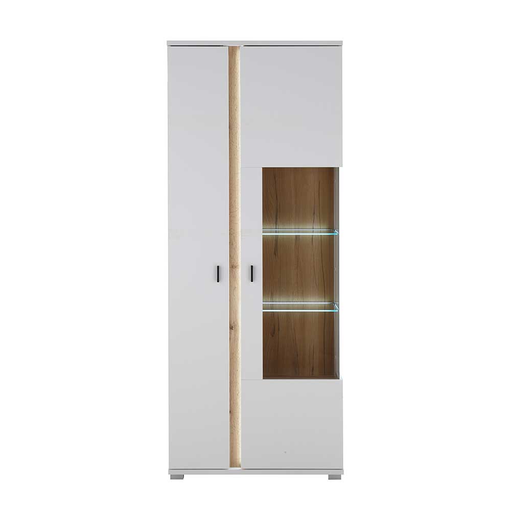 Wohnzimmervitrinenschrank Luzillo mit LED Beleuchtung 200 cm hoch