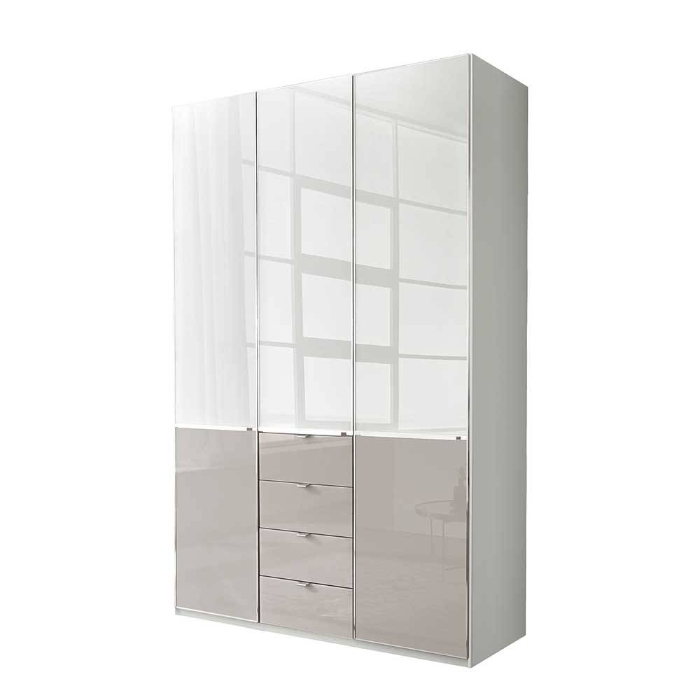 Design Schlafzimmerschrank Latina Front glasbeschichtet mit vier Schubladen