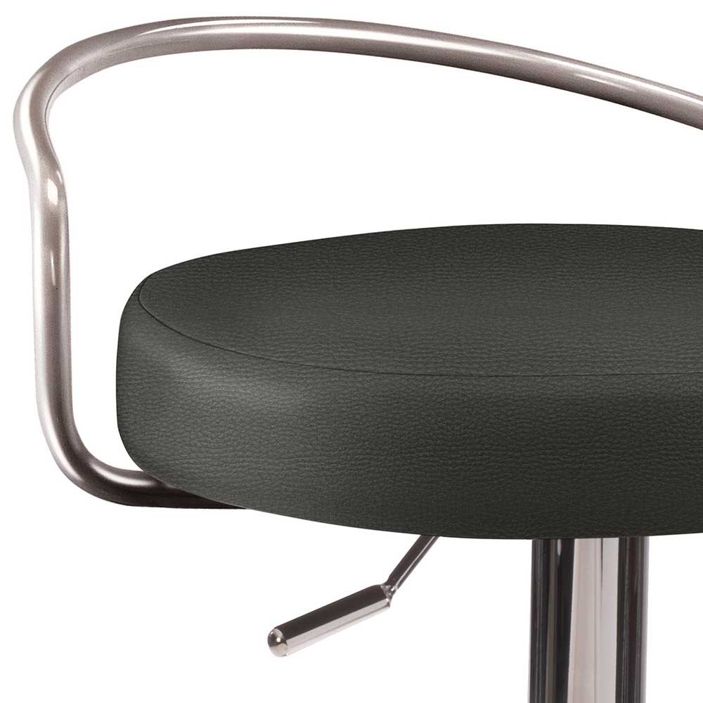 Made in Germany Designbarhocker Fiorello in Schwarz und Chromfarben