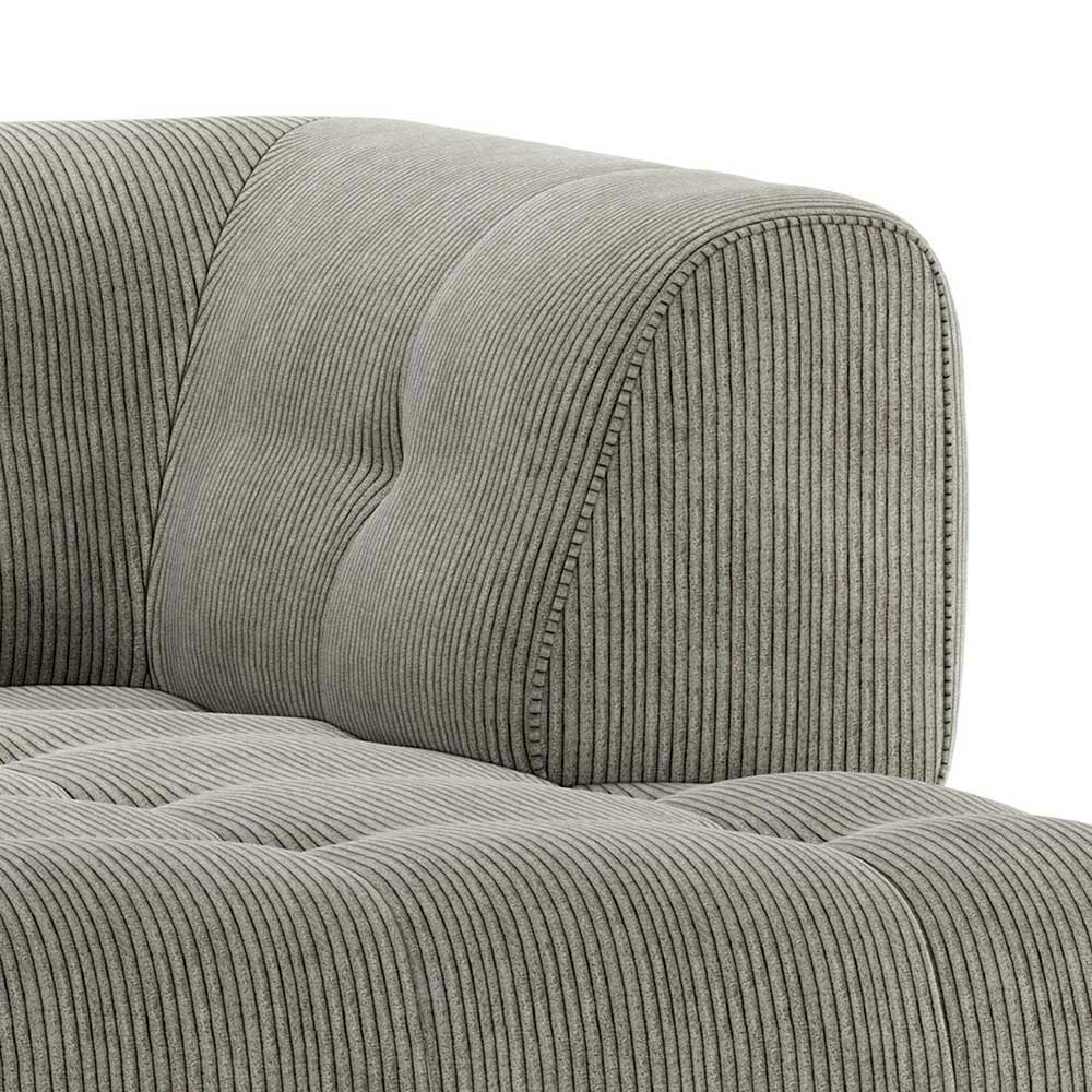 Graugrünes Sofa-Element Catluma aus Cord mit Armlehne rechts