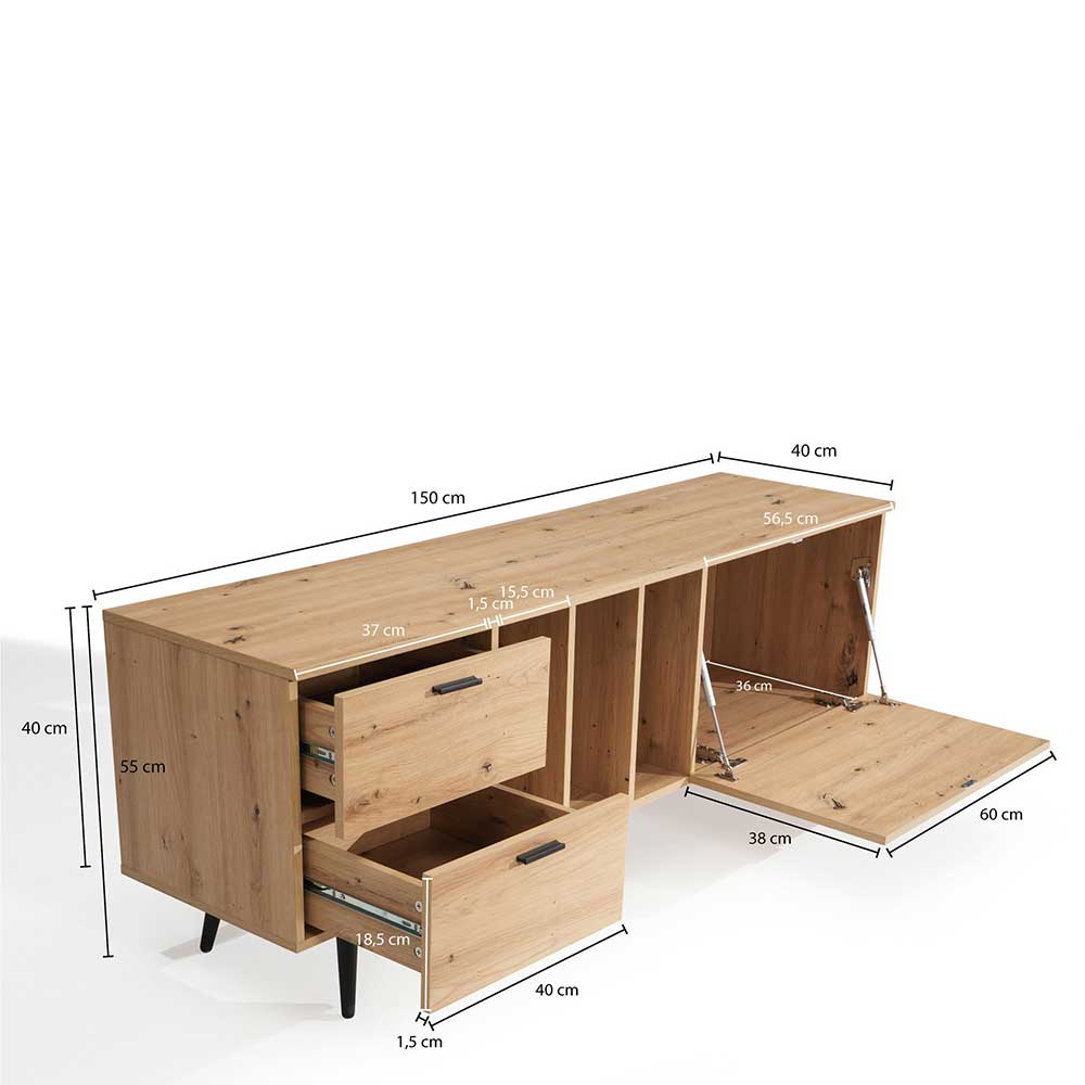 TV Lowboard Venedeto mit Schubladen 150 cm breit