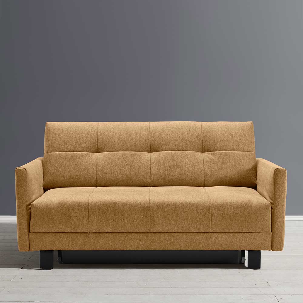 Gelbes Schlafsofa Nemphia mit Rücken Klappmechanik in modernem Design