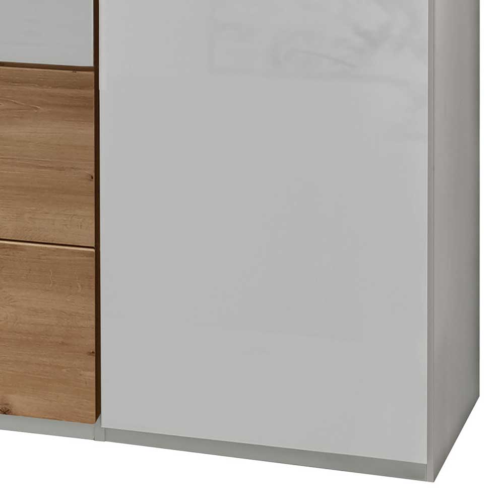 Großer Kleiderschrank Anjila mit Soft Close in Eiche Bianco & Weiß