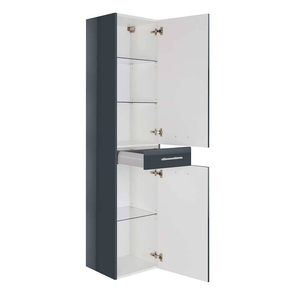 Hochglanz Badschrank Adrerra in Anthrazit mit Soft Close