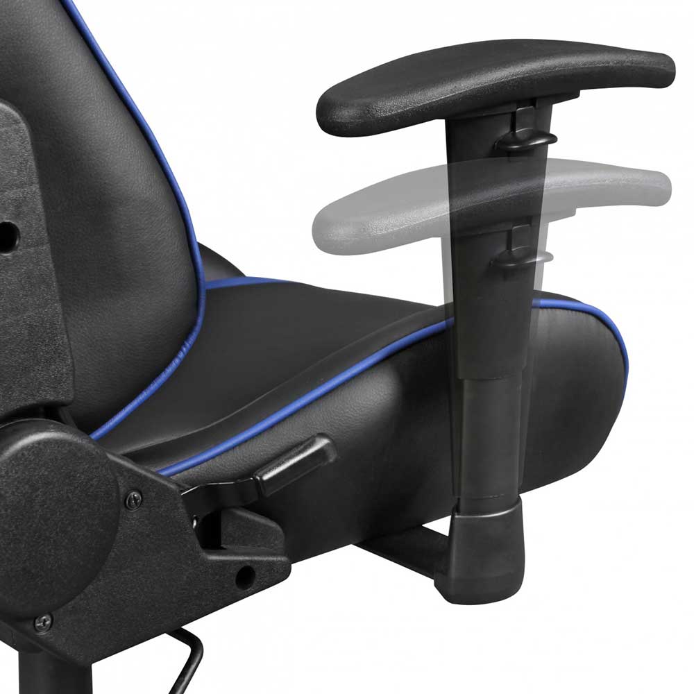 Lehne Lania Stuhl hoher Gaming Blau in Schwarz Verstellbarer & mit
