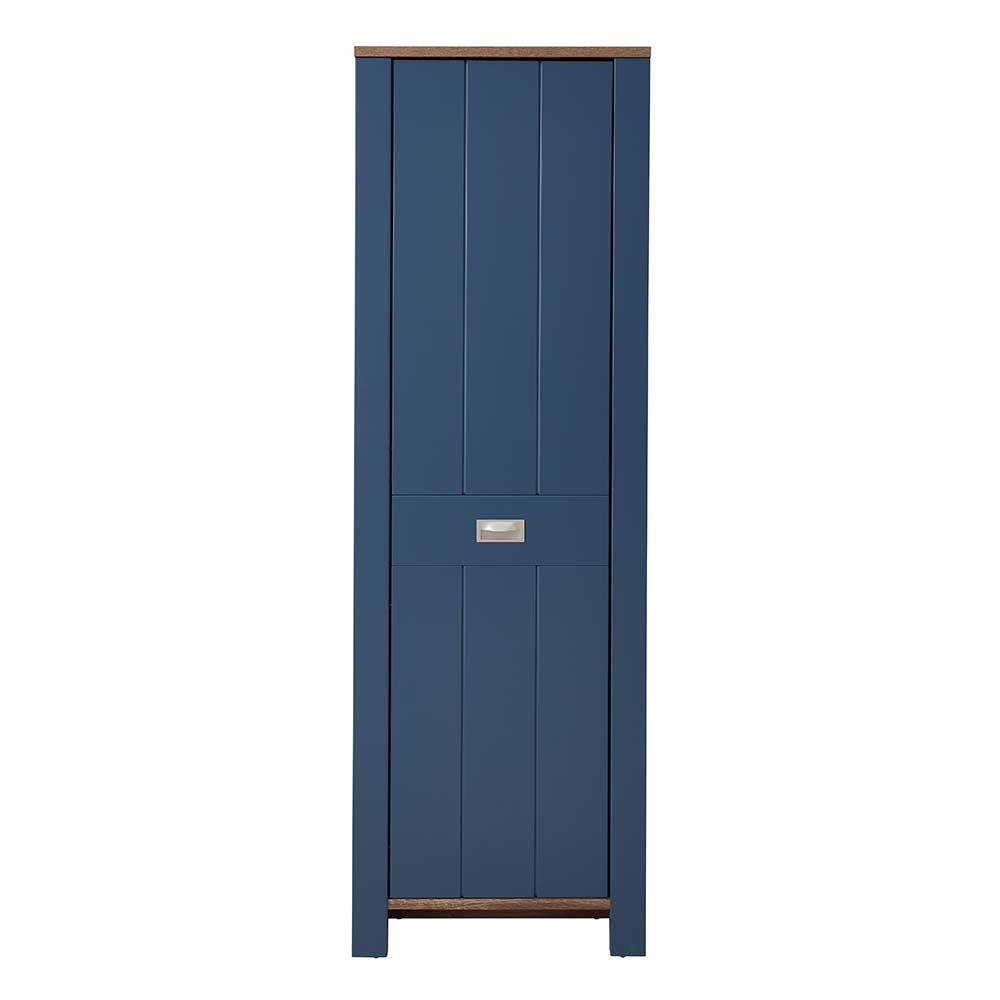 Landhausstil Flurschrank Fanci in Blau und Eiche dunkel NB