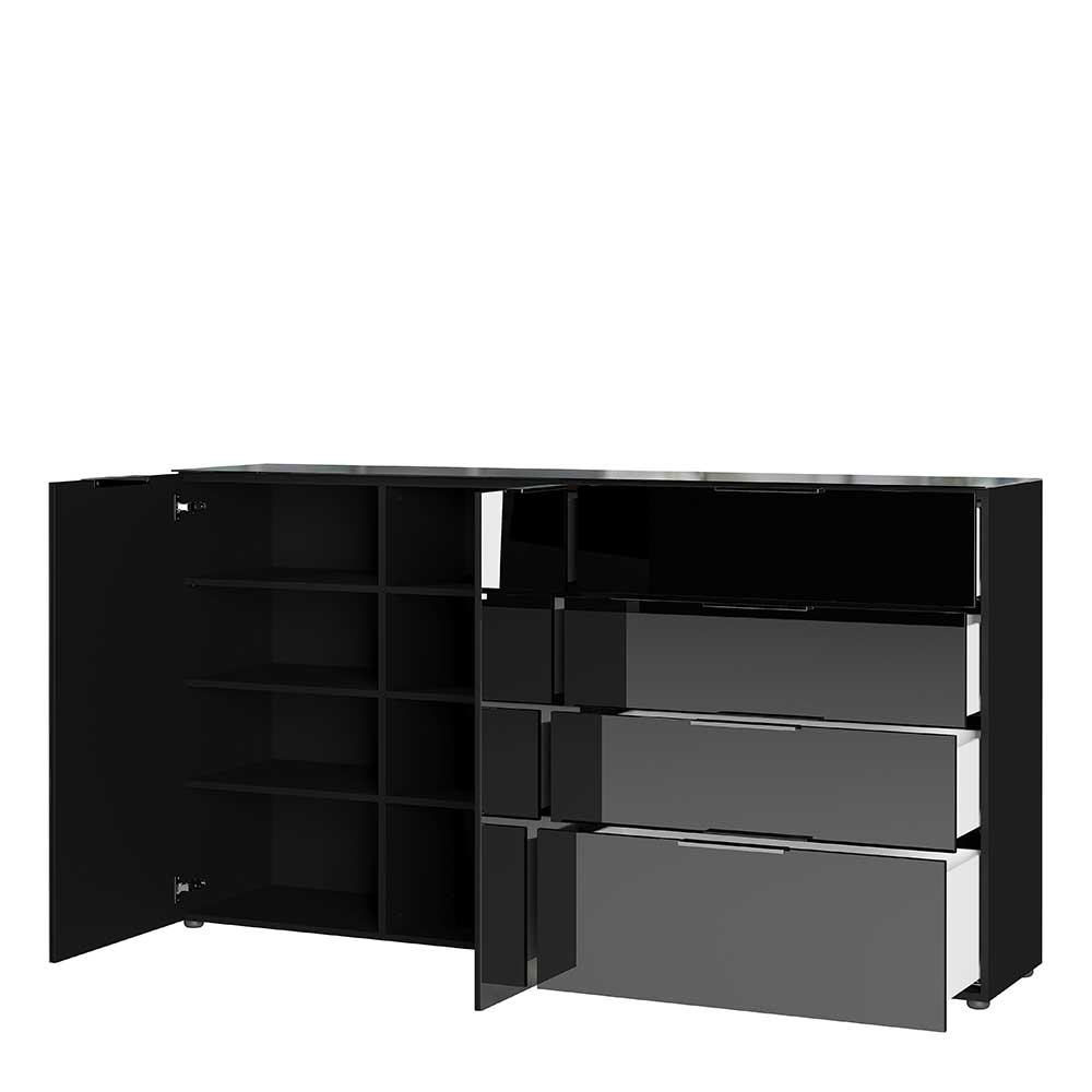 Schwarzes Sideboard Call mit Glas beschichtet modern