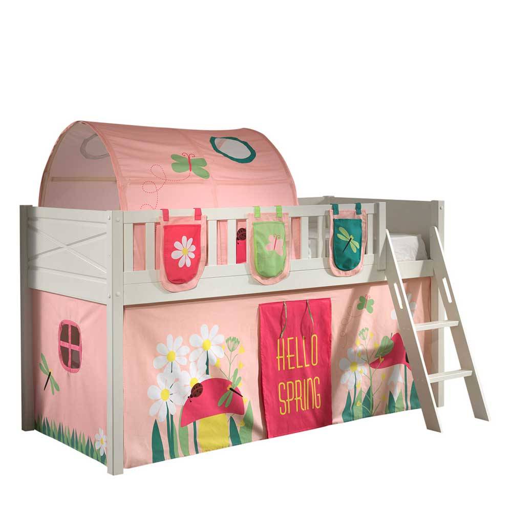 Kinderhochbett Pelago mit Blumen Motiv inklusive Leiter