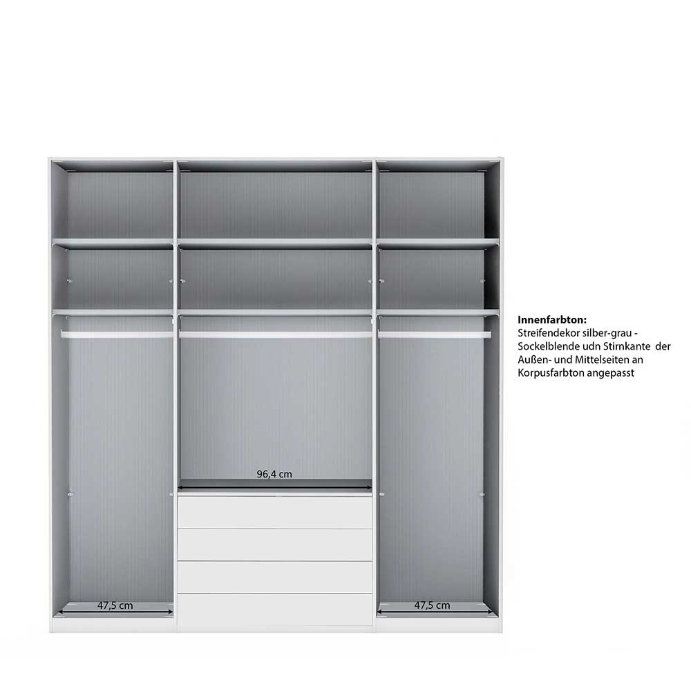 Kleiderschrank modern Voscona in Hellgrau 216 cm hoch