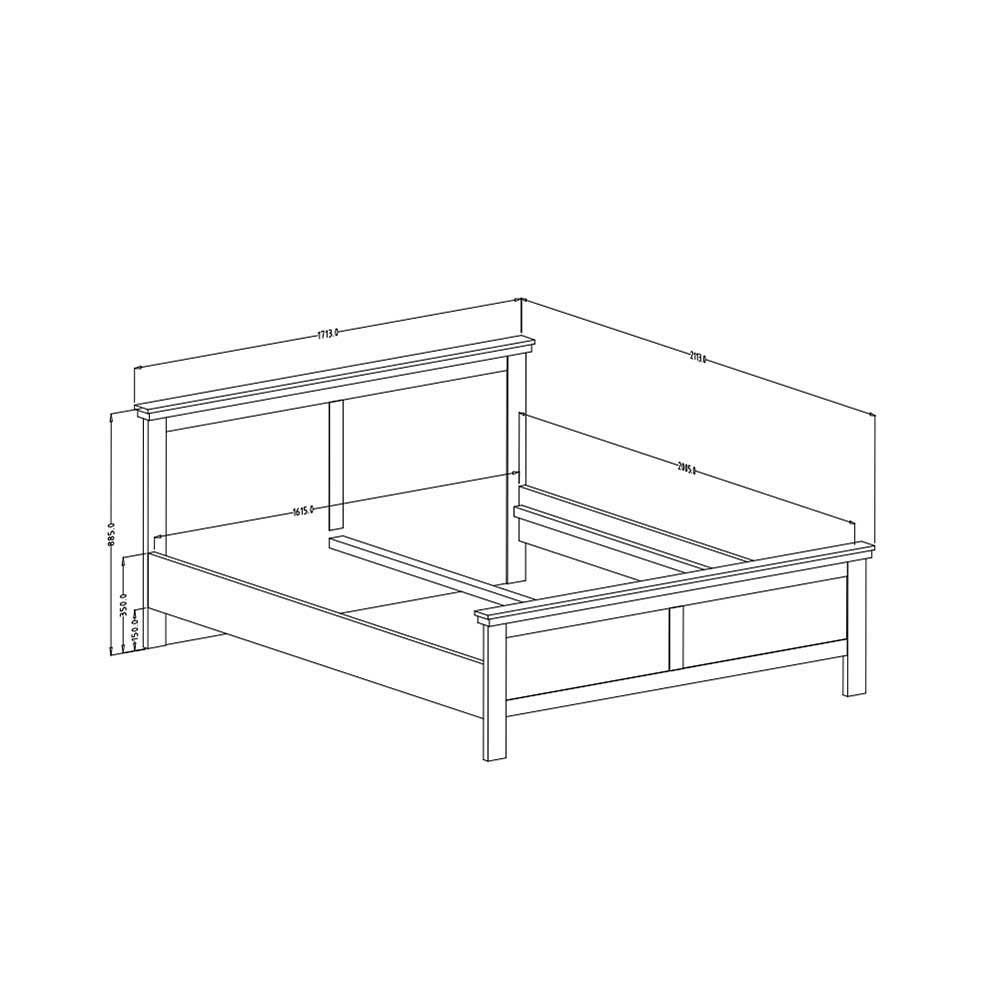 Landhaus Doppelbett Heyados in Weiß mit 35 cm Einstiegshöhe