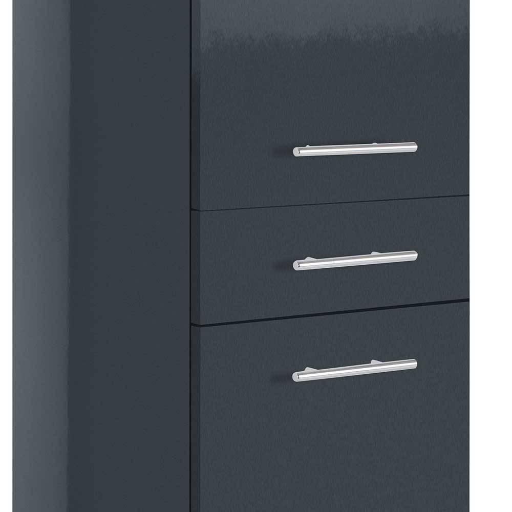 Hochglanz Badschrank Adrerra in Anthrazit mit Soft Close