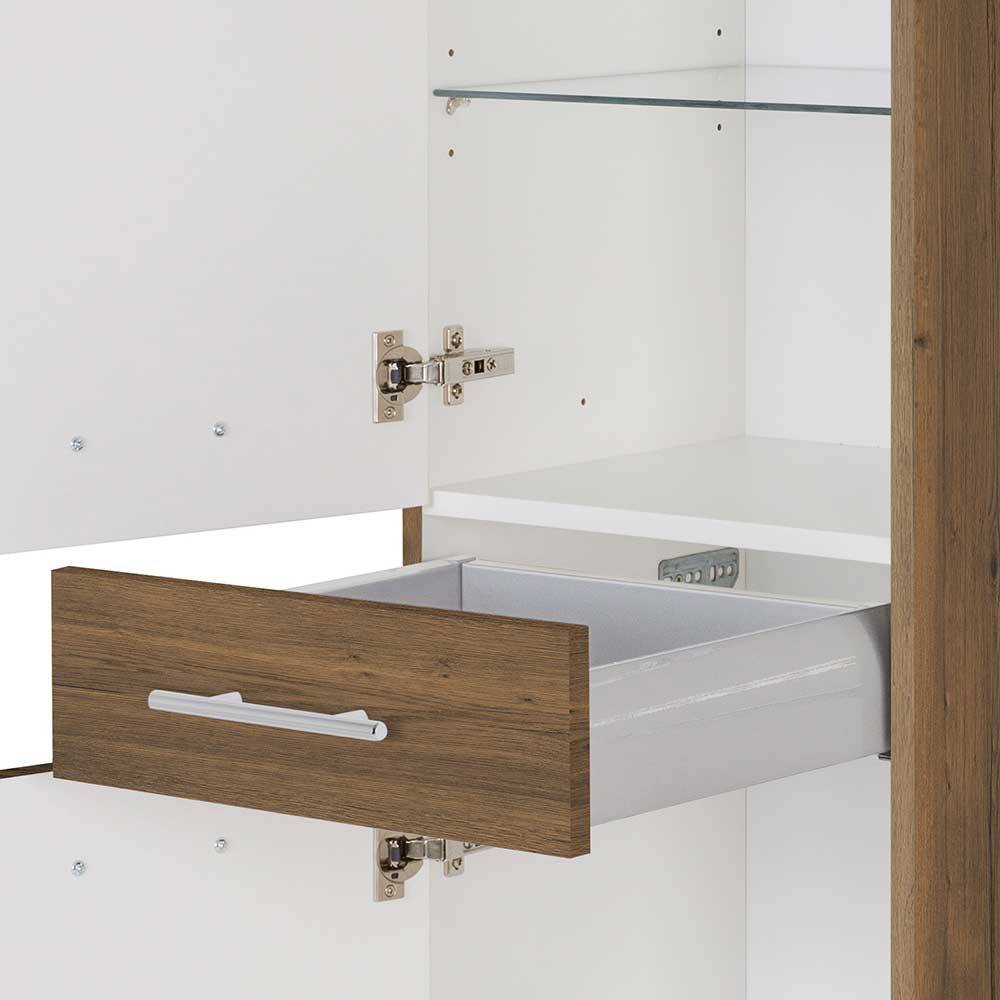 Midibadschrank modern Systrem in Eiche dunkel 149 cm hoch