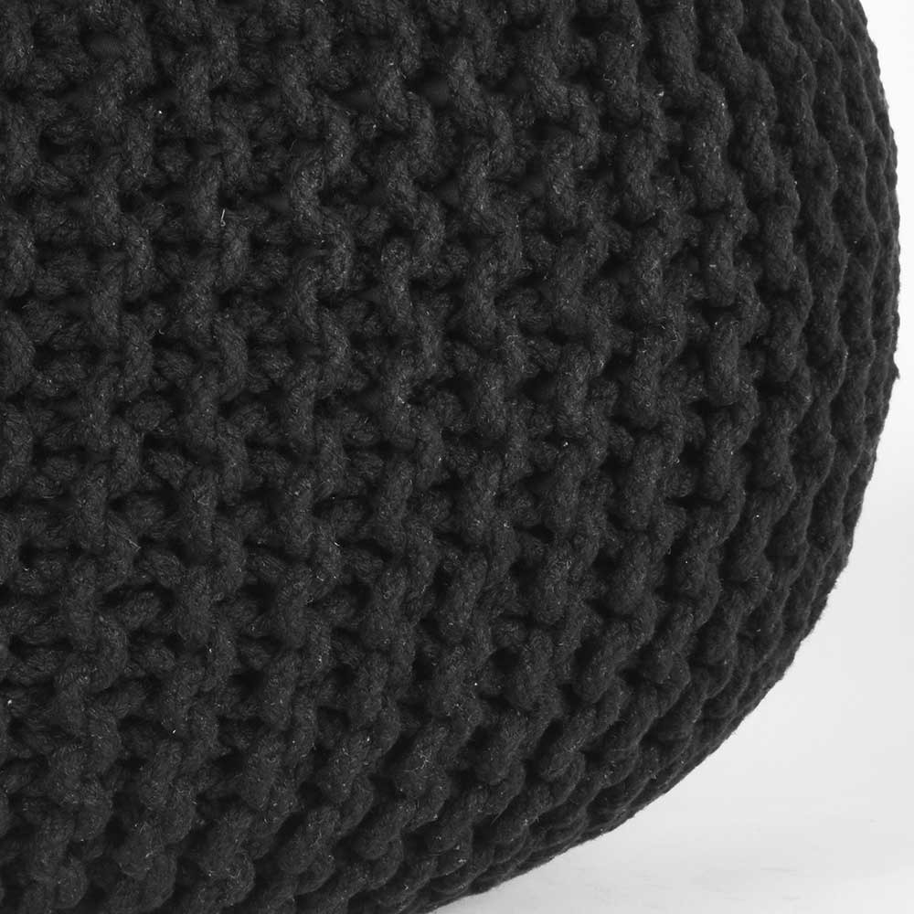 Strickstoff Pouf Lea in Schwarz im Skandi Design