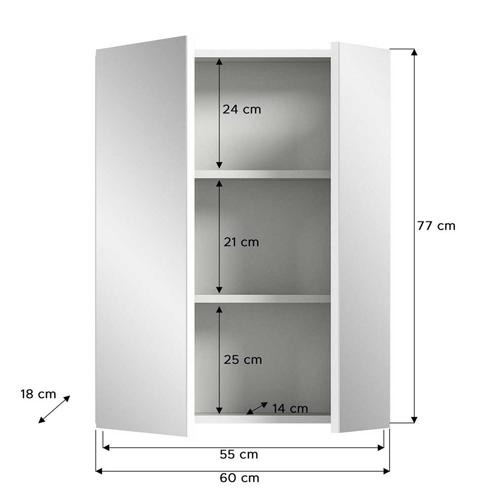 Spiegelschrank Adeass in modernem Design 60 cm breit