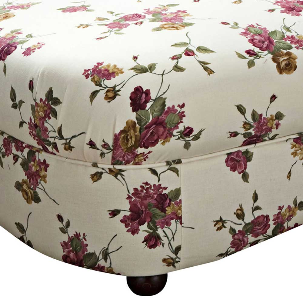 Landhausstil Recamiere Manitoba mit Blumen Motiv in Beige - Bunt