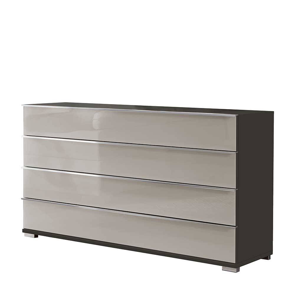 Modernes Sideboard Sanctos mit Metallgriffen Front glasbeschichtet