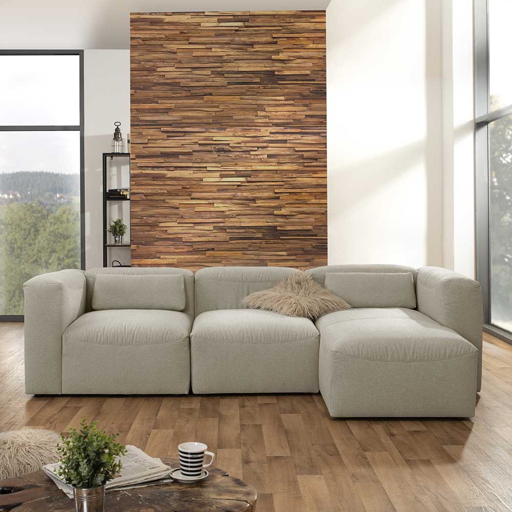 Modulsofa Pescara in Cremefarben 275 cm breit (dreiteilig)