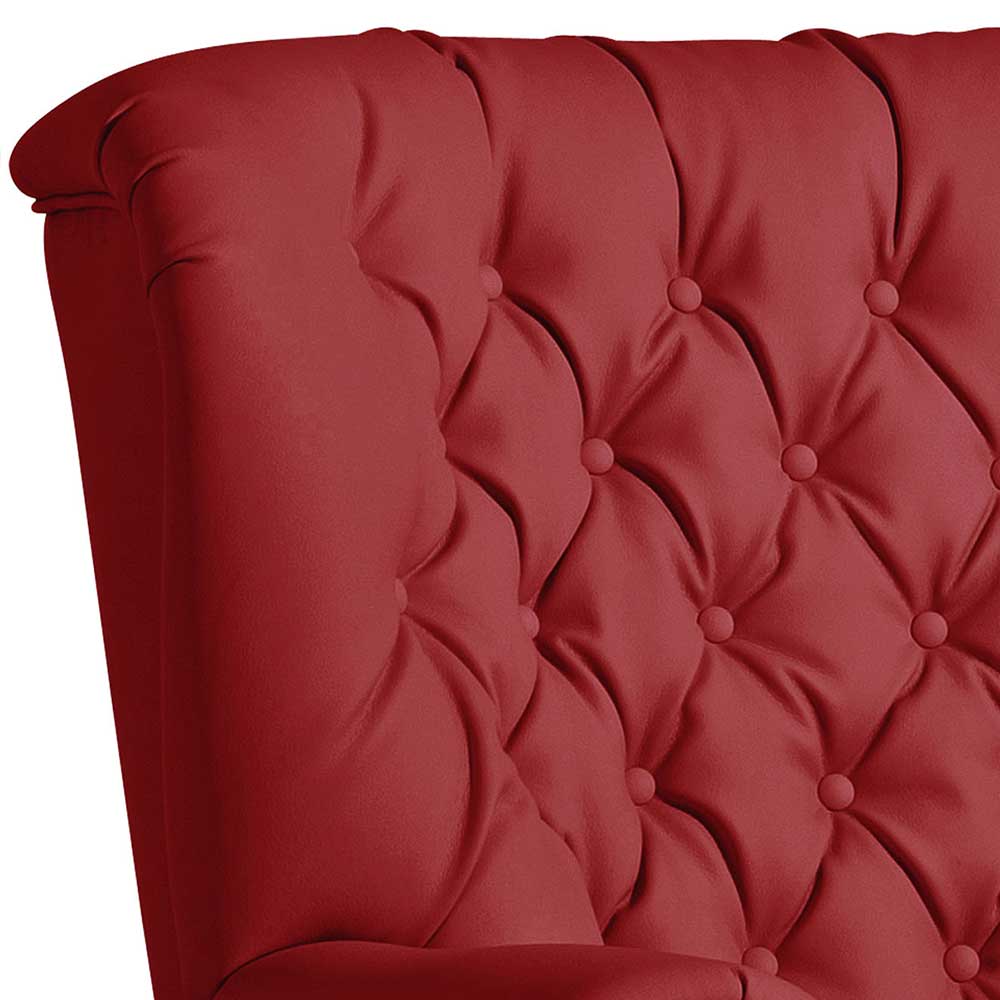 Chesterfield Look Polstersessel Shiran in Rot aus Kunstleder