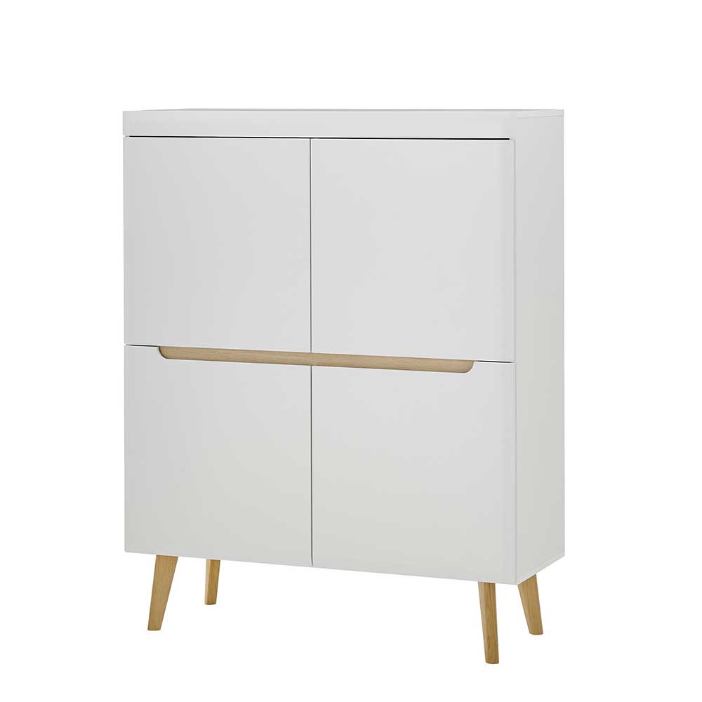 Schrankwand Wohnzimmer Jasturian im Skandi Design 134 cm hoch (vierteilig)