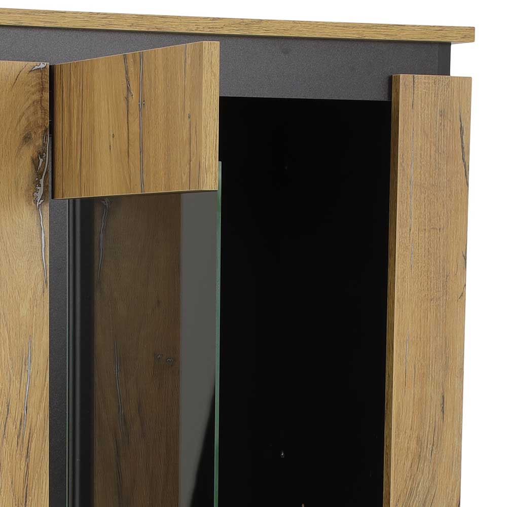 Esszimmer Vitrine Maduera in Zinneichefarben und Schwarz 60 cm breit