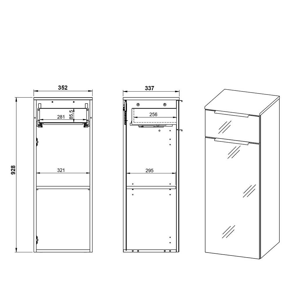 Badezimmerwandschrank Classicana in Dunkelgrau 36 cm breit