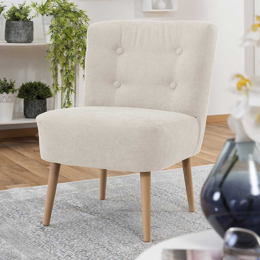 Polstersessel Ramoro in Beige mit Vierfußgestell aus Holz