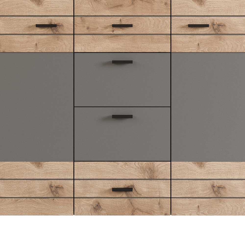 Esszimmersideboard Contreros in Wildeichefarben und Grau 160 cm breit