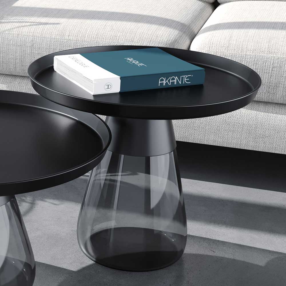 Couchtisch Franca in modernem Design aus getöntem Glas und Stahl