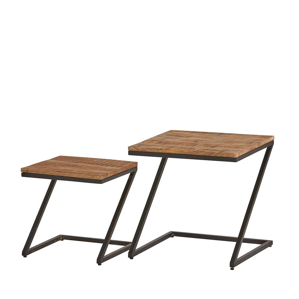 Loft Beistelltisch Set 2-teilig Parahova mit Bügelgestell 50 cm hoch (zweiteilig)