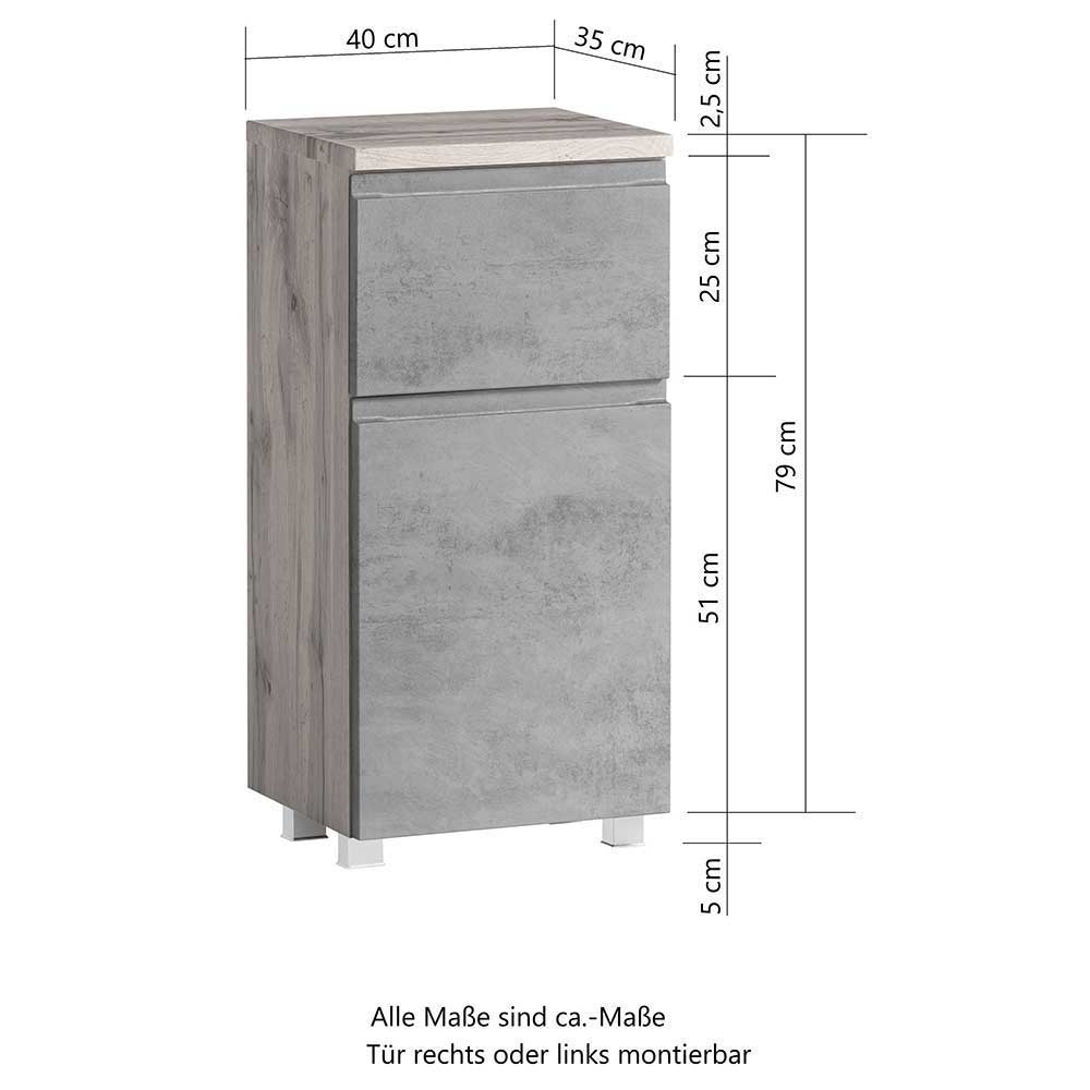 Design Badezimmermöbel Set Fregato in Dunkelgrau und Wildeichefarben (fünfteilig)