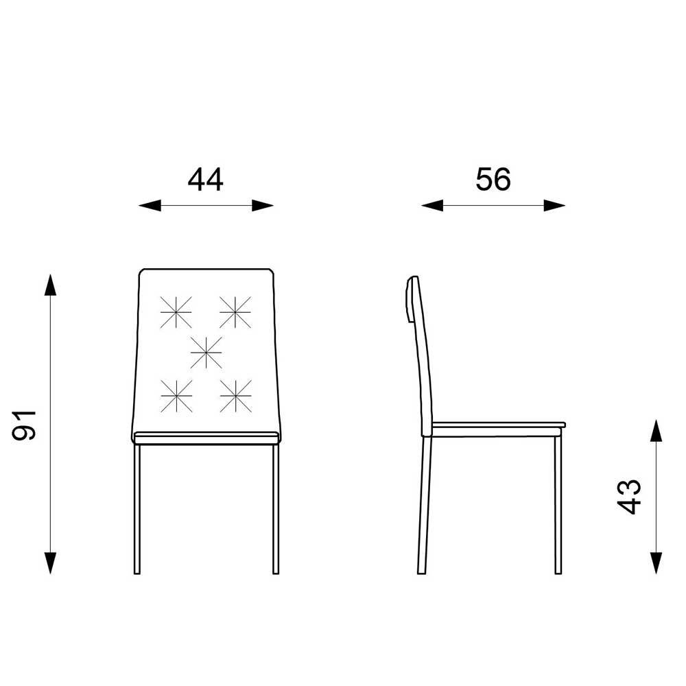 Design Esstisch Stühle Calobra in Gelb komplett bezogen (4er Set)