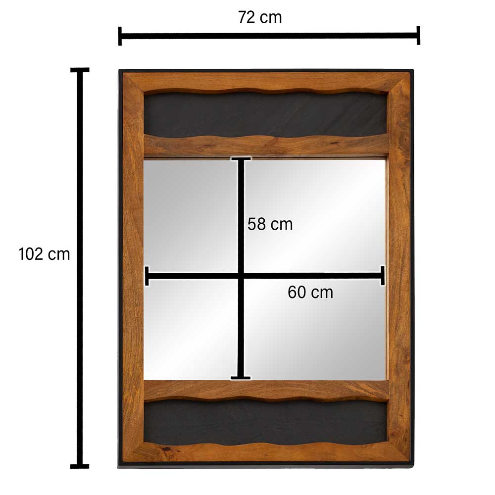 Wandspiegel Dennja 72 cm breit im Industry und Loft Stil