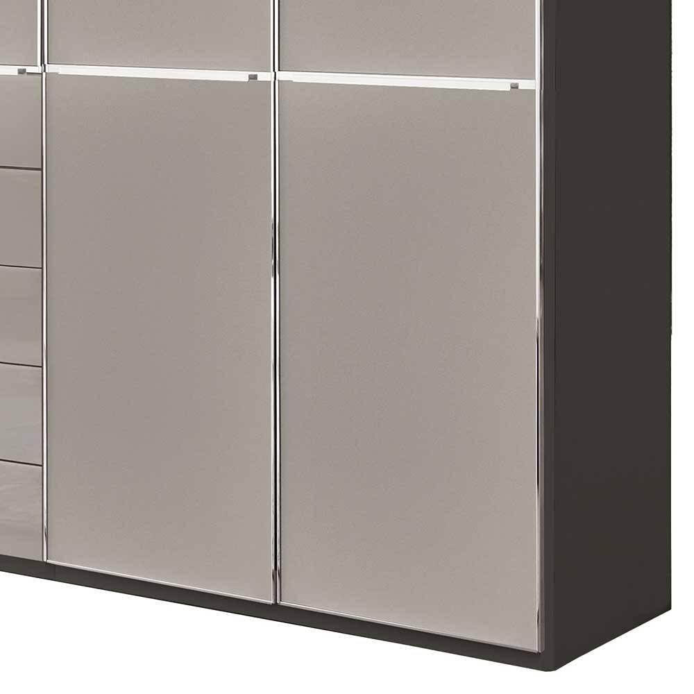 Kleiderschrank mit Glasfront Sanctos in Braun und Hellgrau