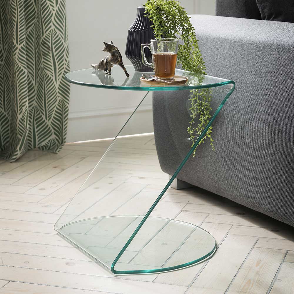 Transparenter Glas Anstelltisch Mariebella in modernem Design 50 cm hoch