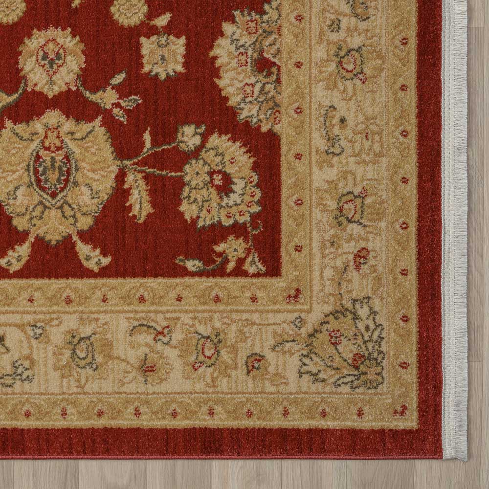 Dunkelroter Teppich Zimbu im orientalischen Stil - Kurzflor